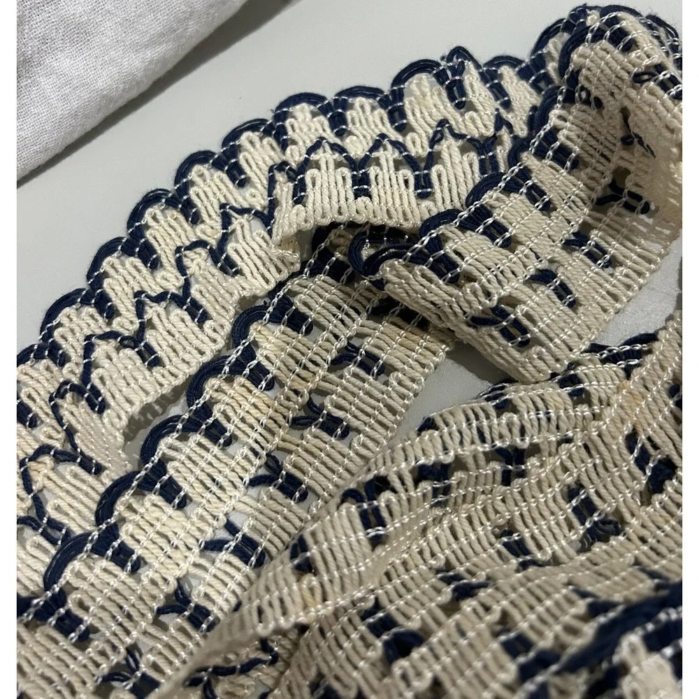 Vtg MCM Retro Color‎ Something Blue Crochet Trim Edge Boho Cottage Crafting READ